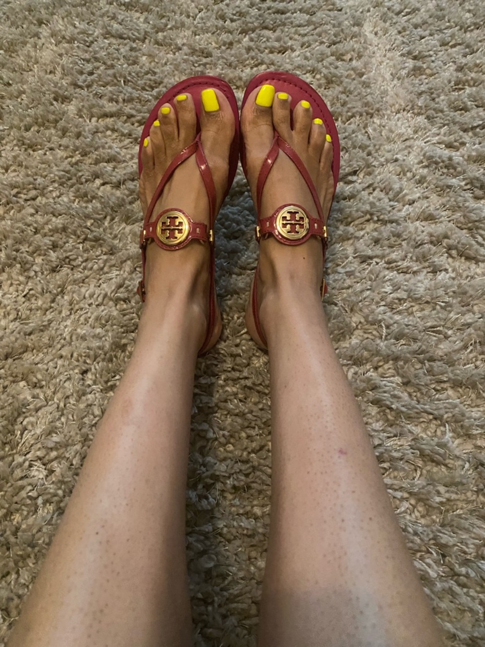 Tory Burch Hot Pink Miller Logo Slingback Sandals with Gold Medallions - Picture 9 of 9